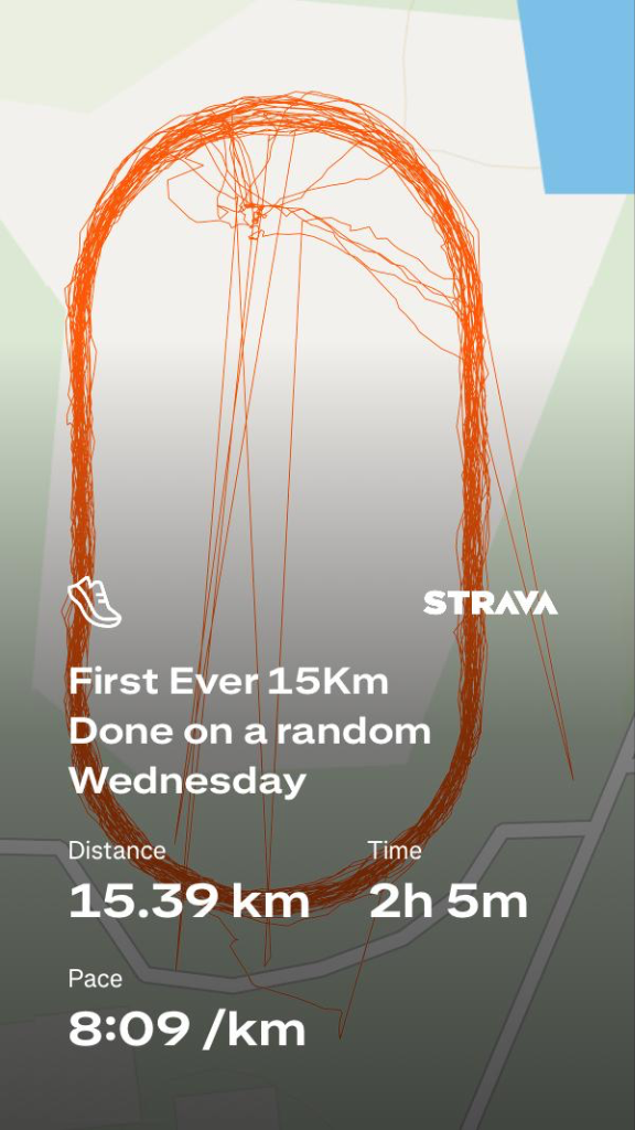15.39 KM Strava First 15k Run